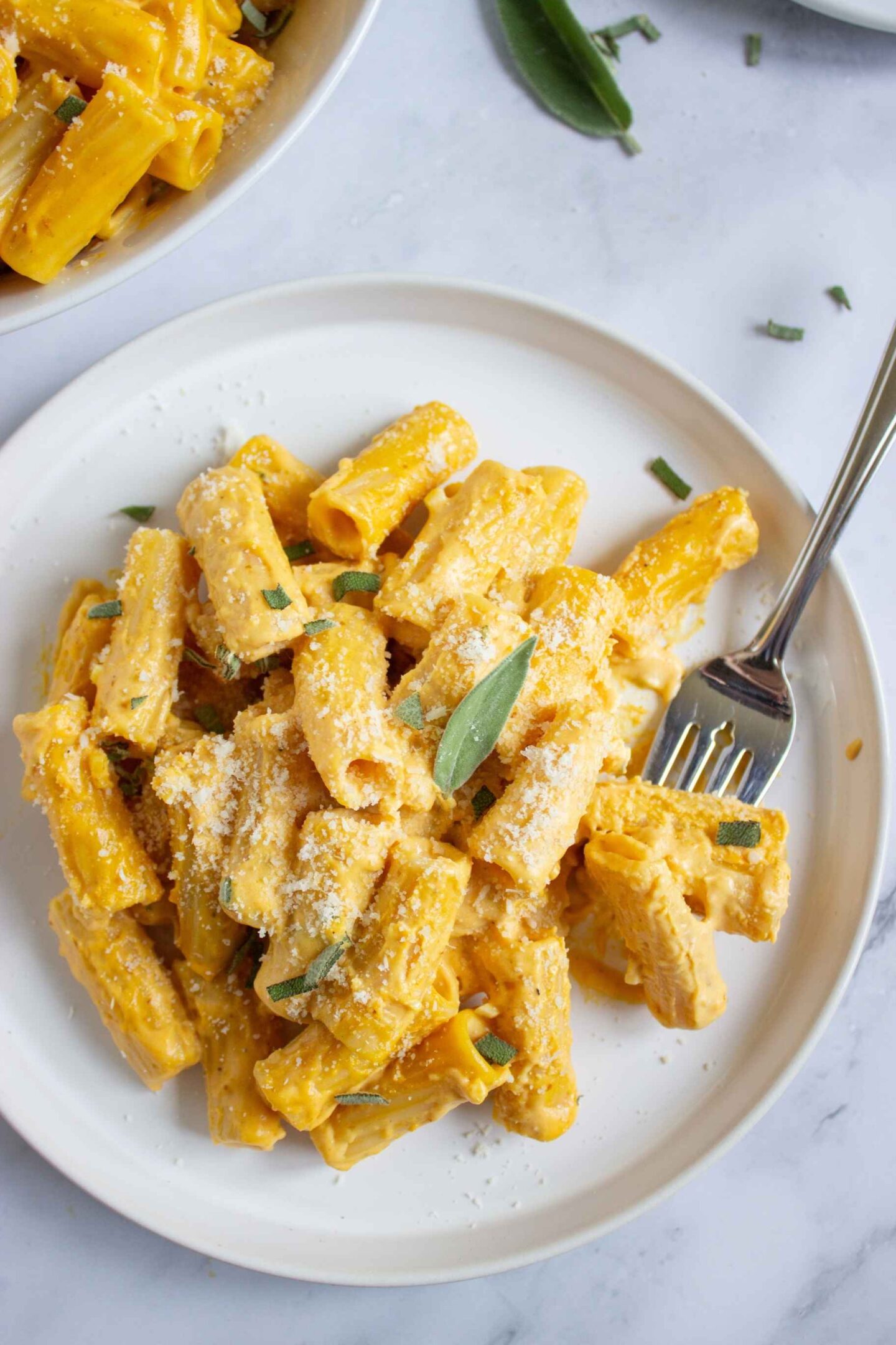 pumpkin pasta with fork