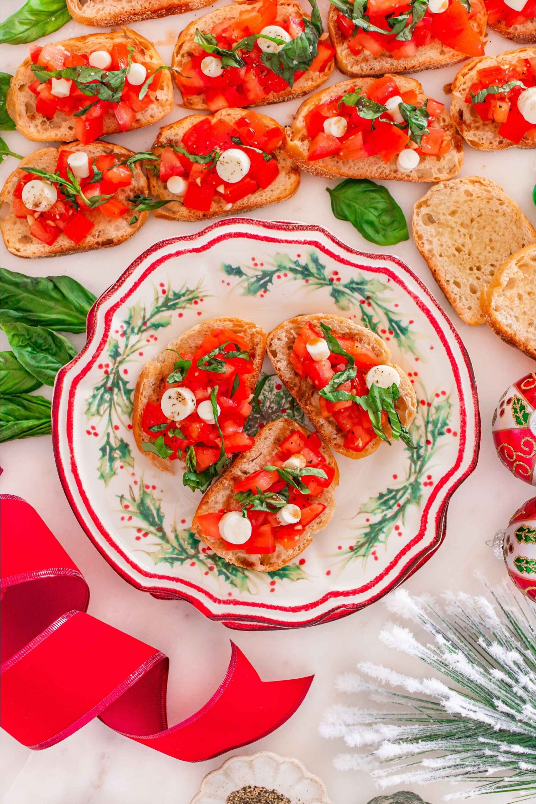 xmas bruschetta on plate