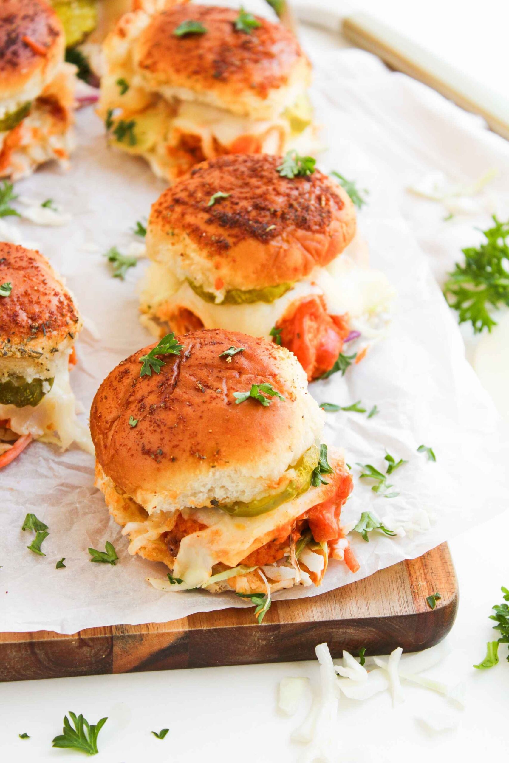 buffalo sliders on serving board