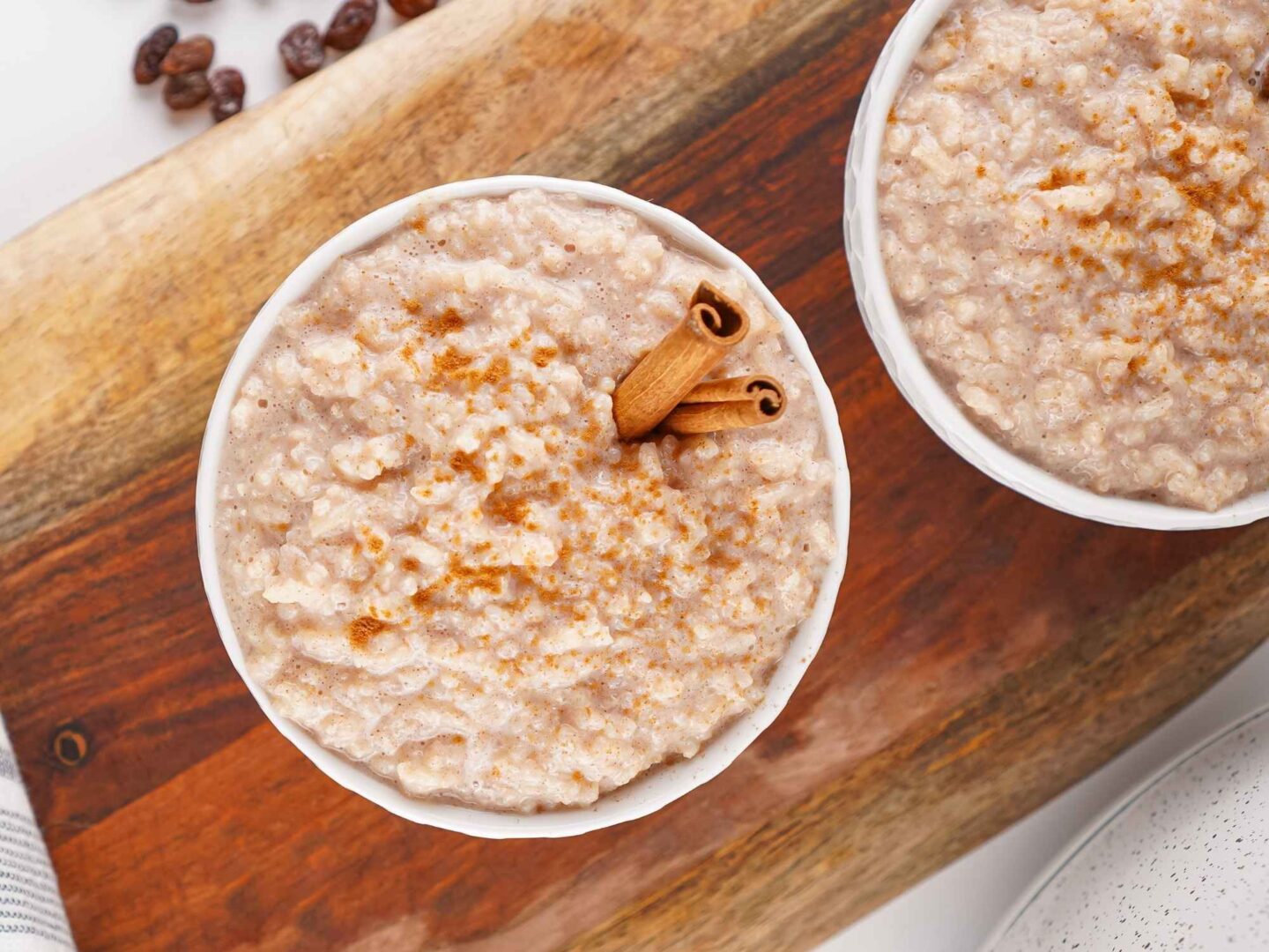 crockpot rice pudding in bowls