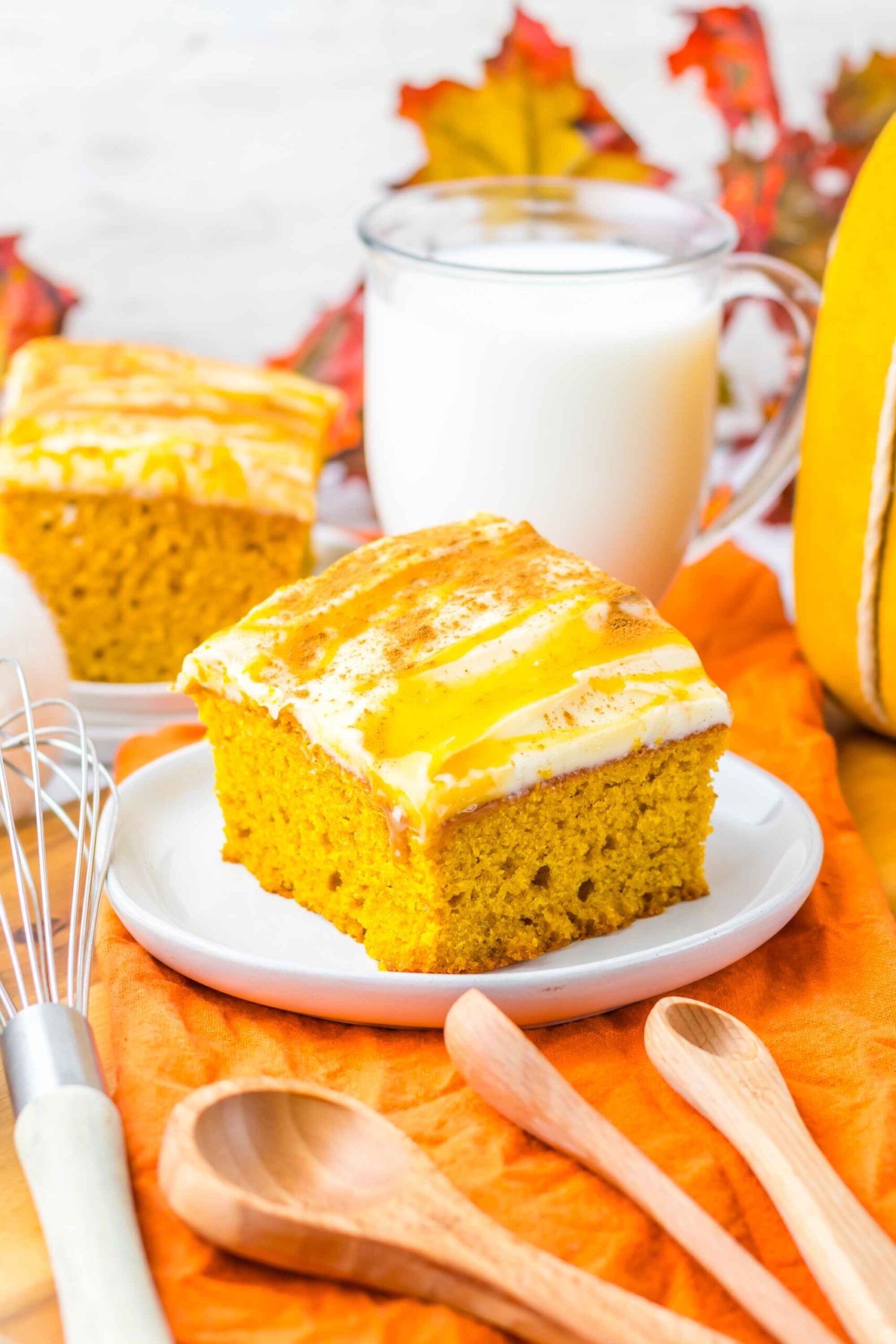 pumpkin cake with caramel frosting