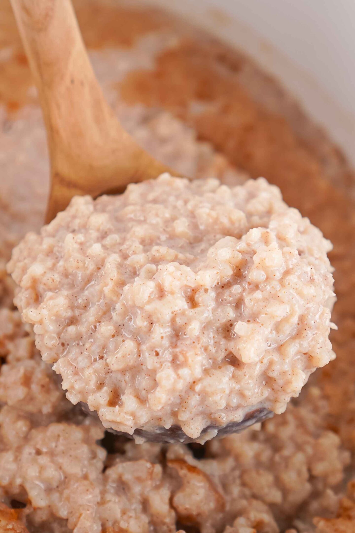 rice pudding on spoon