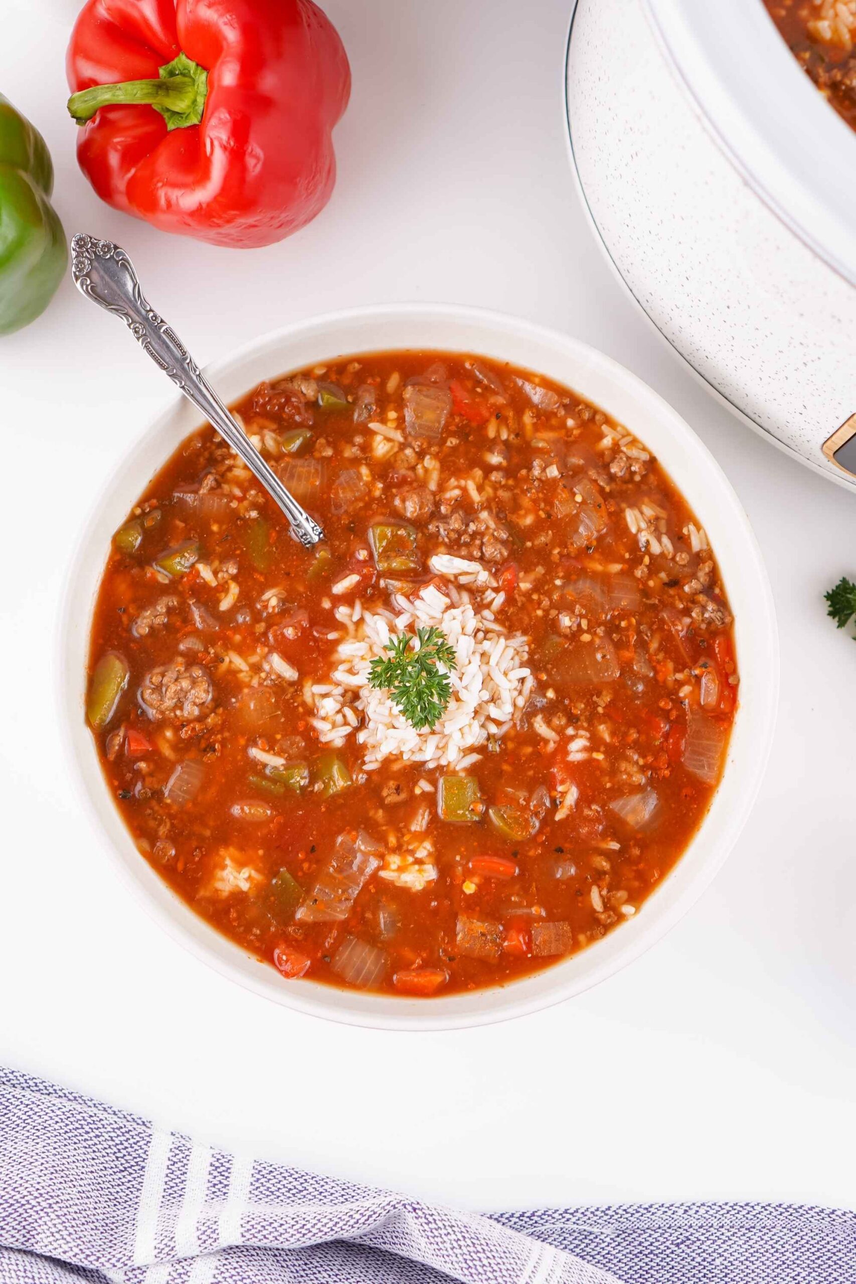 stuffed pepper soup in bowl