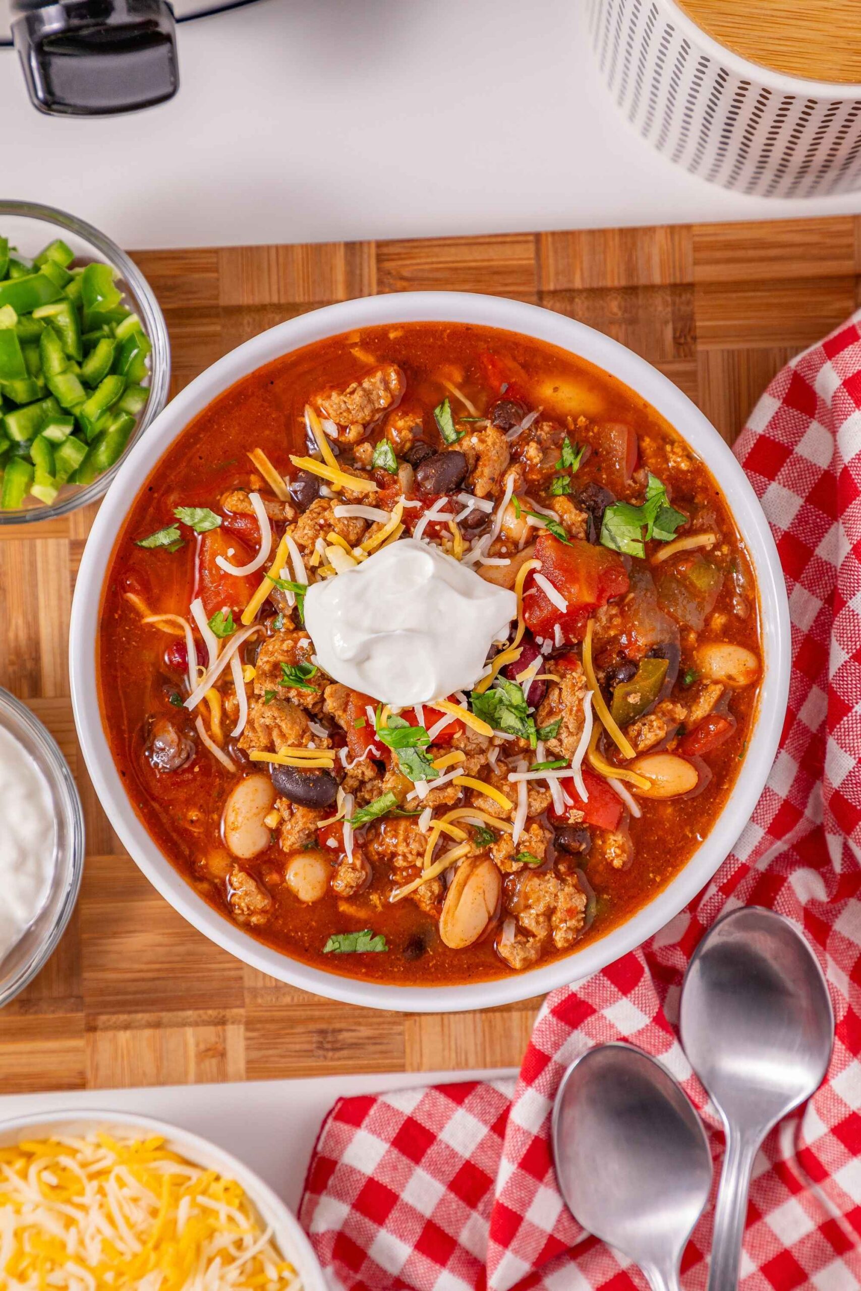 turkey chili in bowl