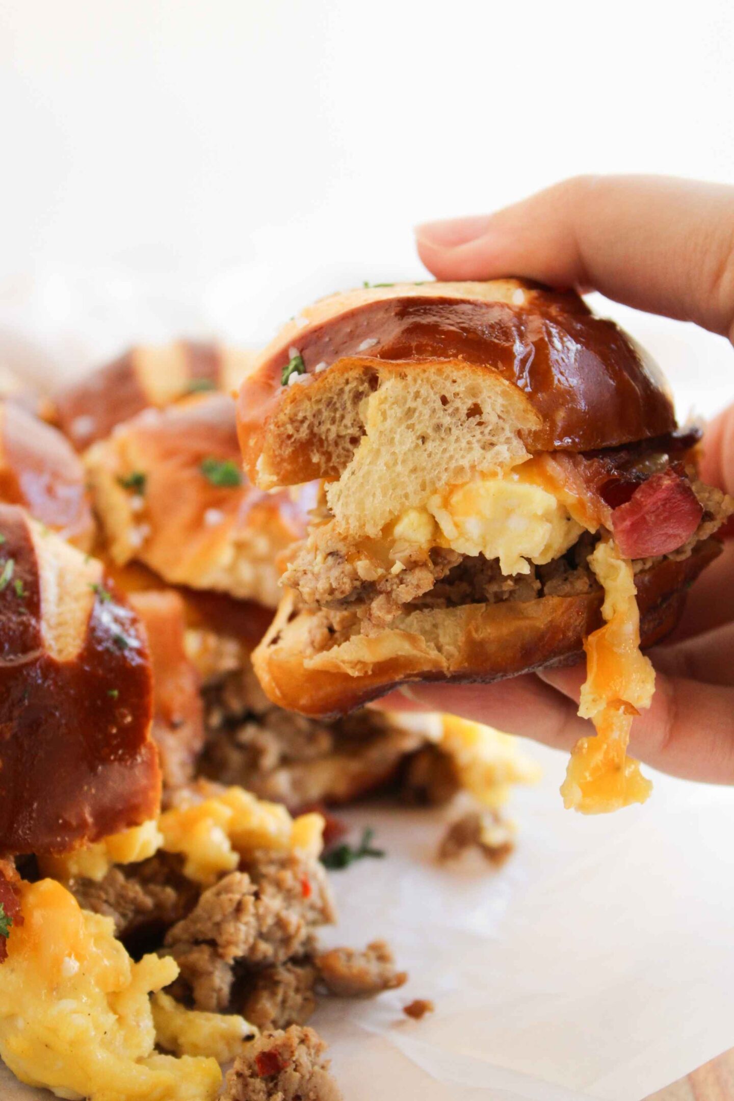 breakfast pretzel sliders
