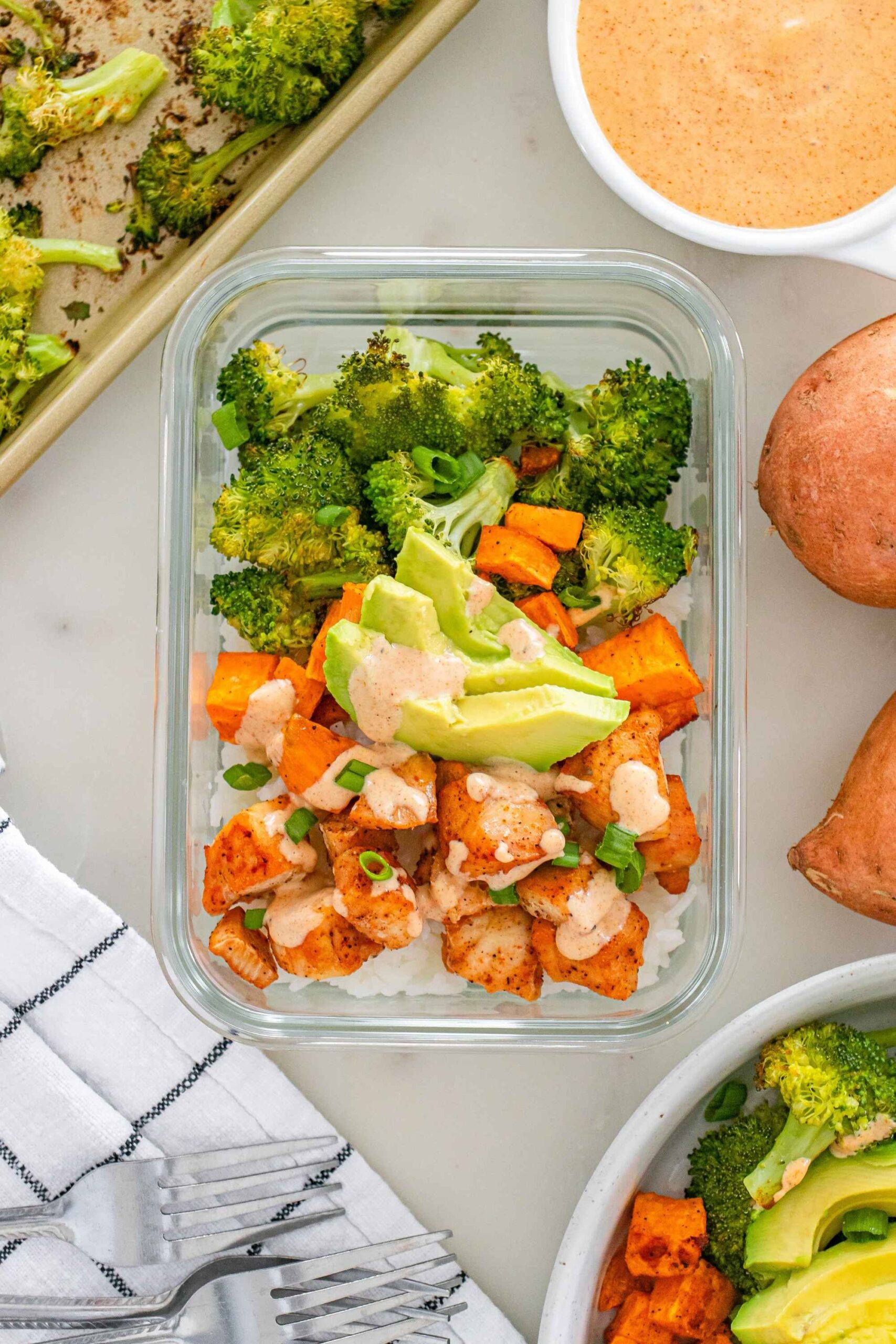 chicken sweet potato meal prep bowls