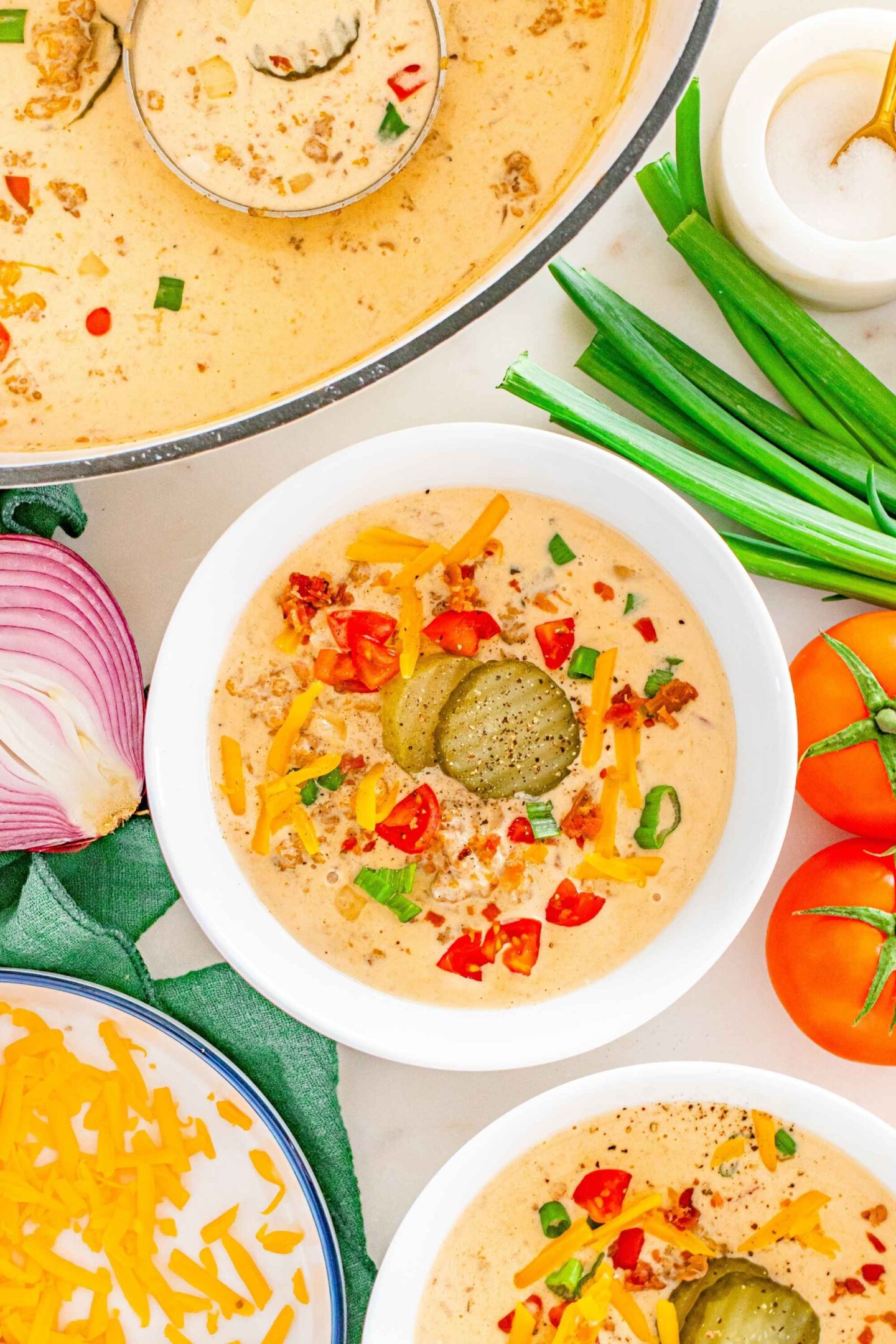 cheeseburger soup in bowl