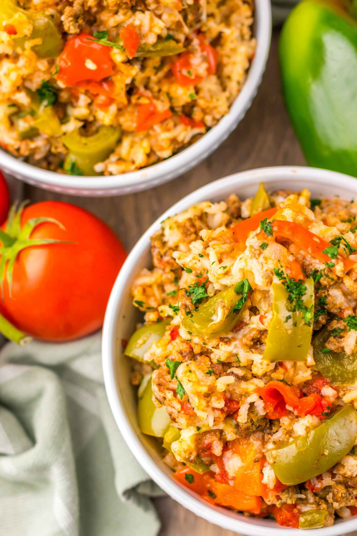 crockpot stuffed pepper casserole in bowl