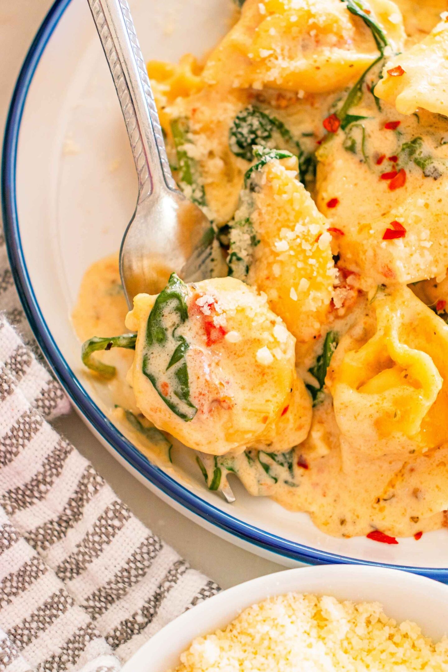 marry me tortellini on fork