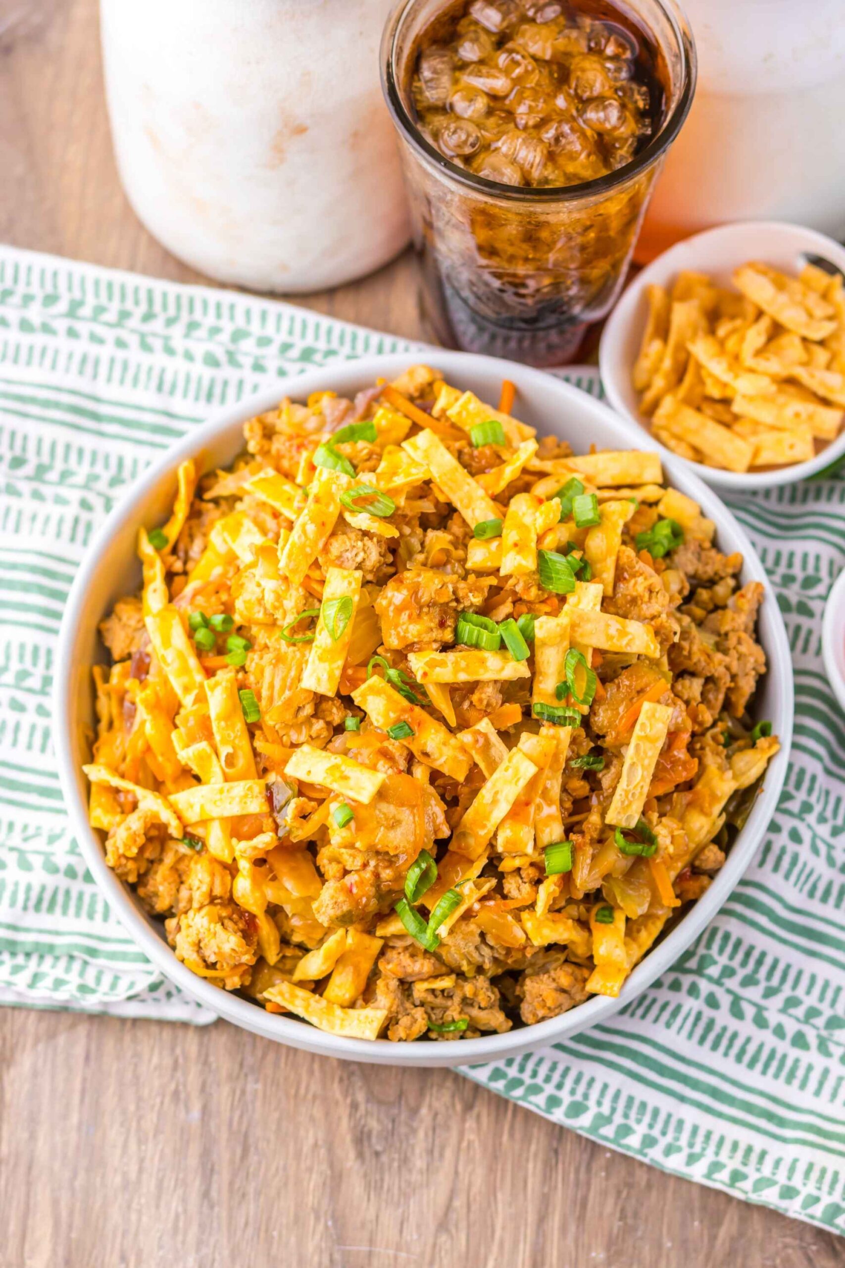 slow cooker egg roll in a bowl