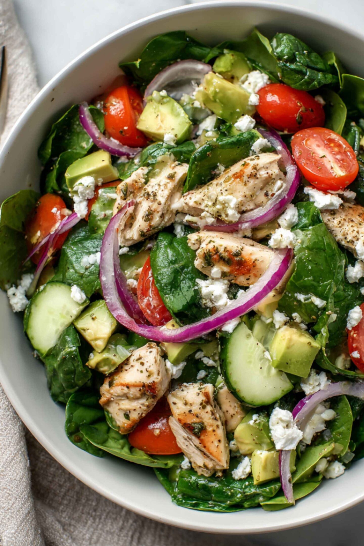chicken spinach salad bowl