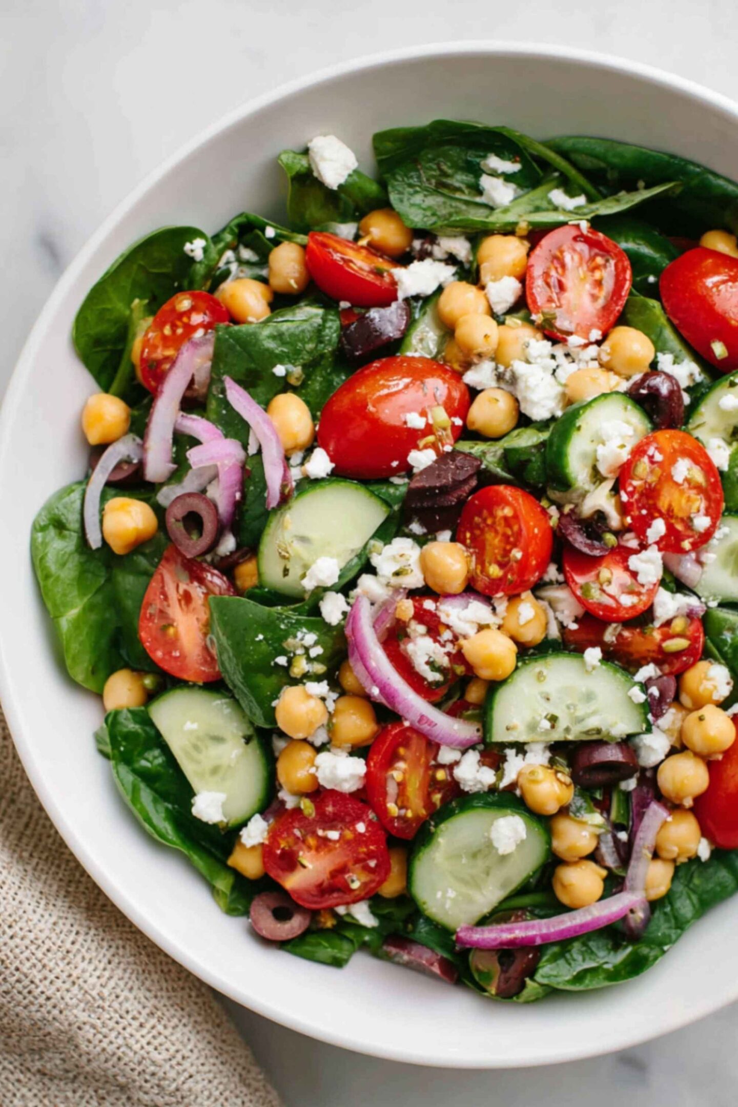 med chickpea spinach salad