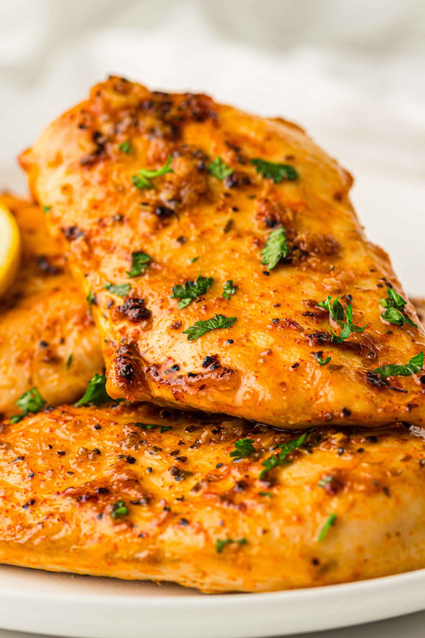 stacked lemon chicken breasts
