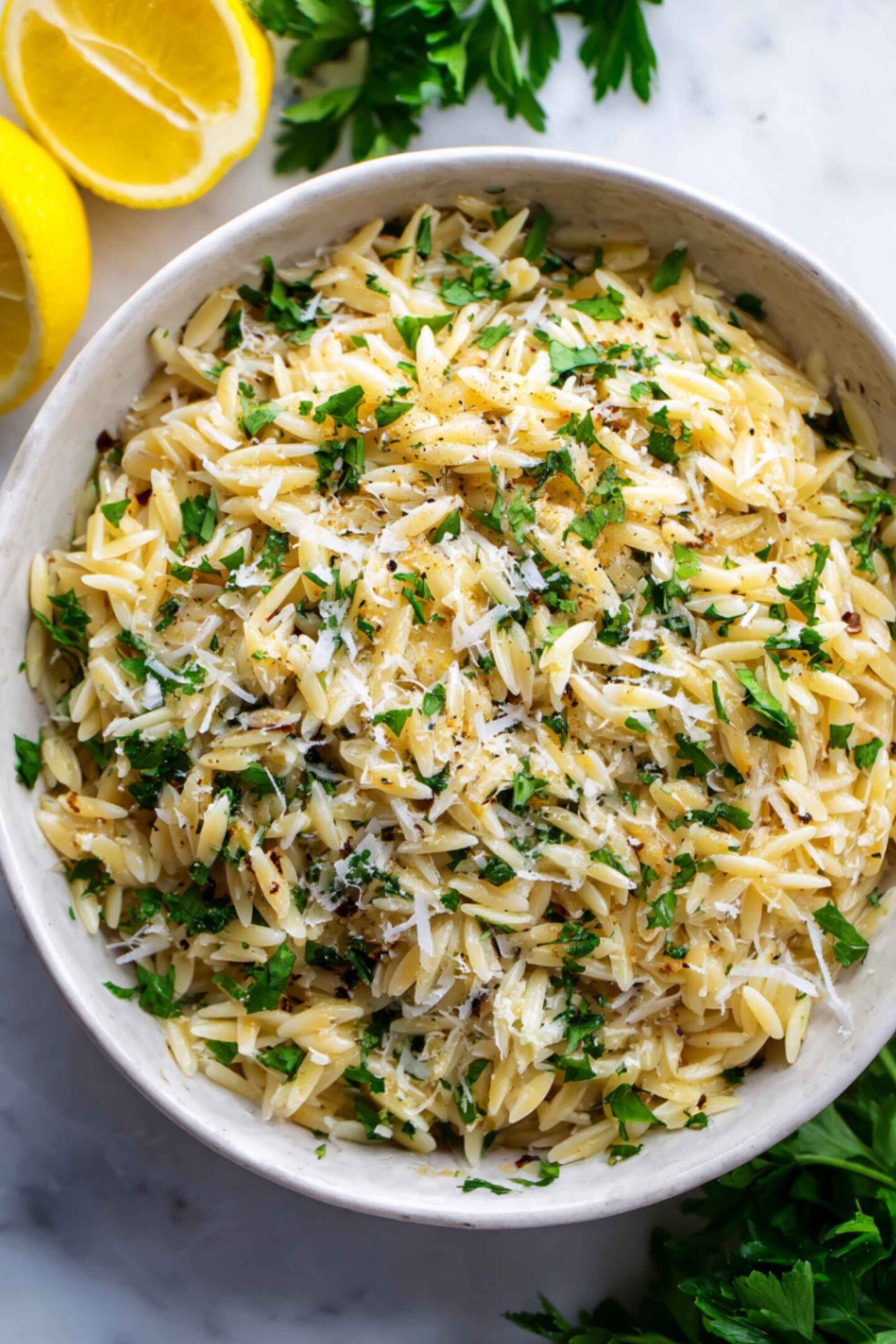 lemon parmesan orzo salad
