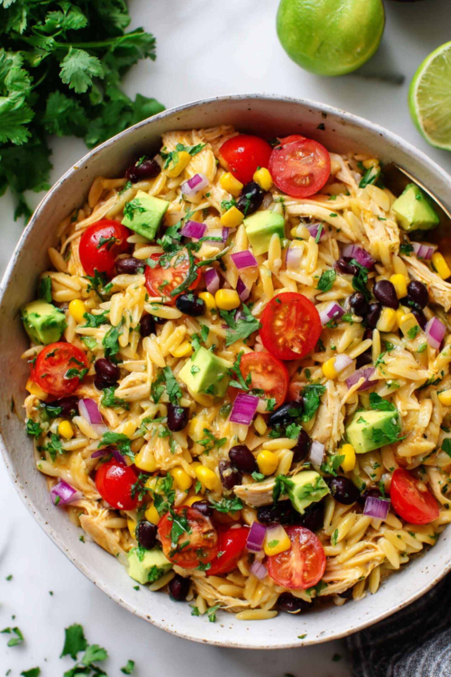 southwest chicken orzo salad